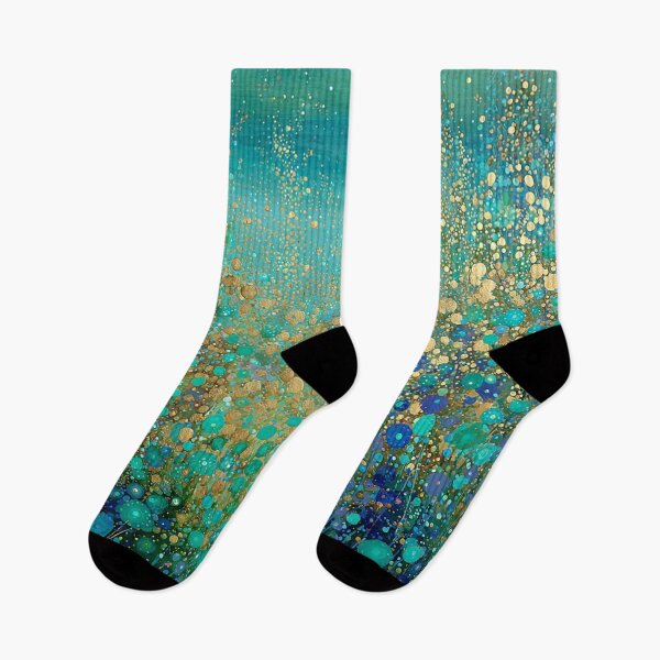 Item preview, Turquoise and Aqua with Gold and Blue Floral Abstract designed and sold by Neika Shimm Designs.