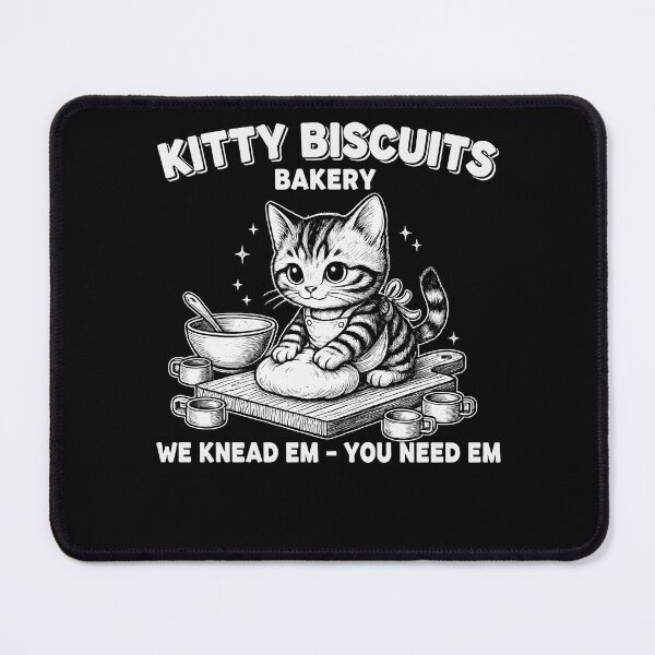 Item preview, Kitty Biscuits Bakery Shirt – Cute Cat Kneading Dough Funny Pun Tee designed and sold by ElCrocodel.