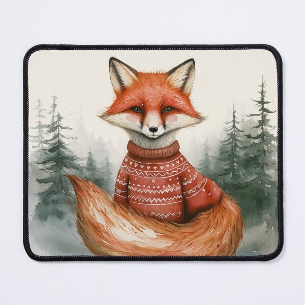 Item preview, Whimsical Fox In Sweater Against Blurred Forest Background designed and sold by WitchyGypsyCo.