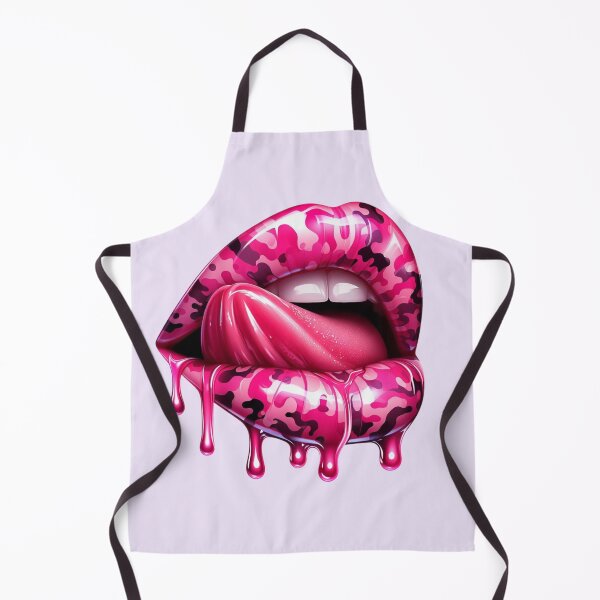 Item preview, Pink Camo Lips with Tongue – Glossy Dripping Camouflage Lip Art designed and sold by Margival.