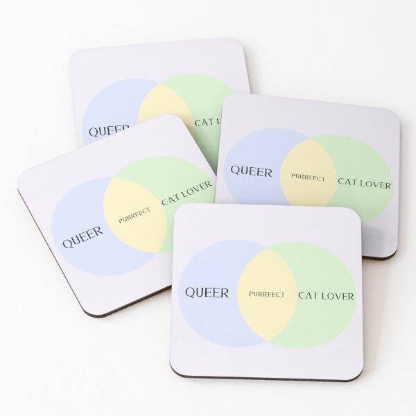 Item preview, Queer + Cat Lover = Purrfect Venn Diagram  designed and sold by StrictlyPride.