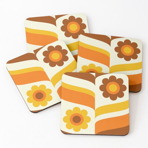 Item preview, 1970s Groovy Daisies Waves Warm Earth Tone Bg Beige Textured designed and sold by miavaldez.