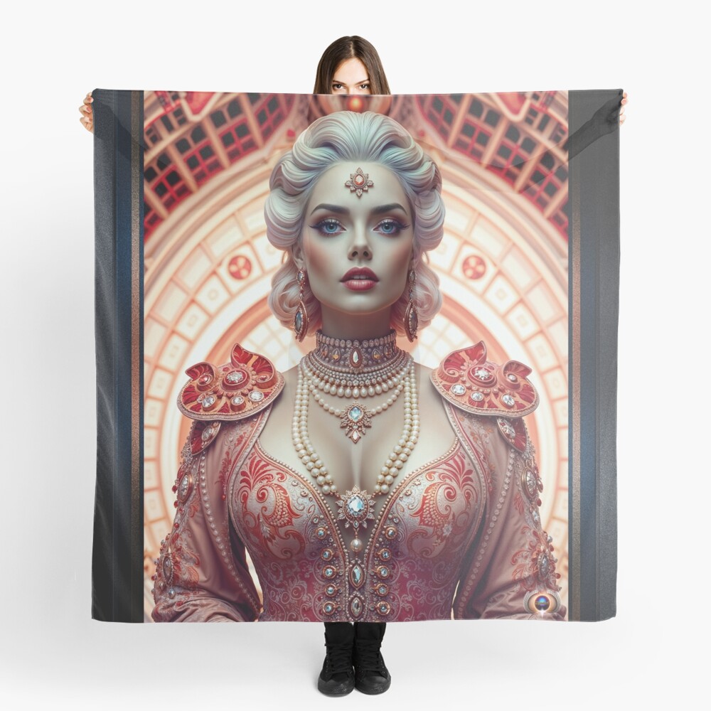 Baroque Portrait Of Lyrella Mestheldrad Lady Of Othengrad Mesmerizing AI Concept Art by Xzendor7 Decorative Art Print Ladies Scarf