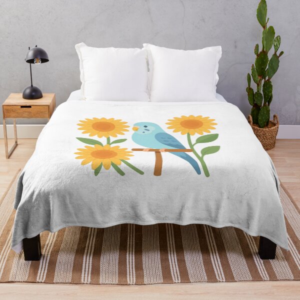 Item preview, Cute Blue Parakeet with Sunflowers designed and sold by Ruby River.