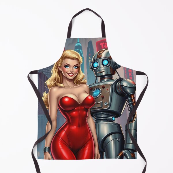Item preview, Retro 50s Style Sci-Fi Blonde With A Robot designed and sold by Henrybubbles400.