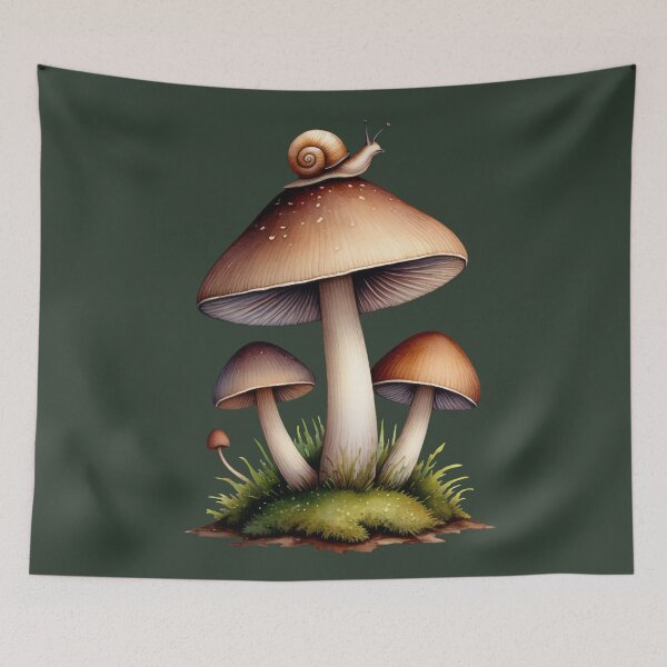 Item preview, Goblincore Mushrooms with Snail | Whimsical Forest Art designed and sold by Ombrya.