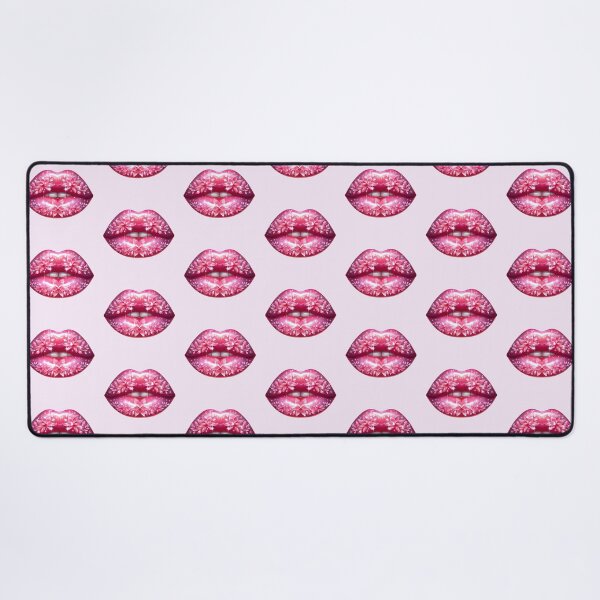 Item preview, Floral Pink Lips – Glossy Sparkling Lip Art with Flowers designed and sold by Margival.