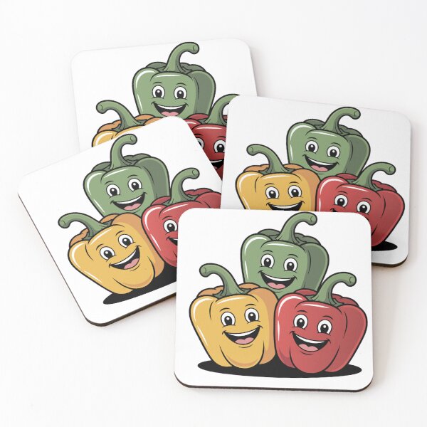 Item preview, Cute Cartoon Bell Peppers – Happy Red, Yellow, and Green Vegetable Characters designed and sold by Royalsticker.