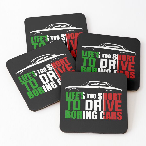 Item preview, Life’s Too Short to Drive Boring Cars – Alfa Romeo Inspired Design (Tri-Color) designed and sold by Petrolhead T-Shirts and Art.