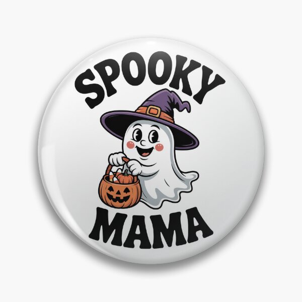Item preview, Spooky Mama Ghost with Witch Hat and Pumpkin Bag designed and sold by JustForYouGifts.