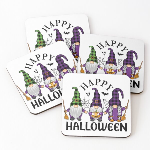 Item preview, Happy Halloween Gnomes with Plaid Hats and Brooms designed and sold by JustForYouGifts.