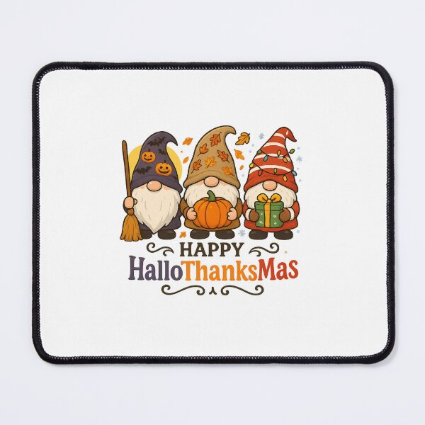 Item preview, Happy HalloThanksMas Gnome Trio – Halloween Thanksgiving Christmas Holiday Design designed and sold by DailyDrivesct.