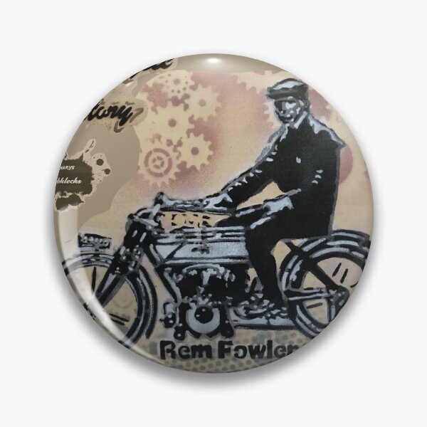 Item preview, Vintage portrait of motorcyclist Rem Fowler designed and sold by marysfarbklecks.