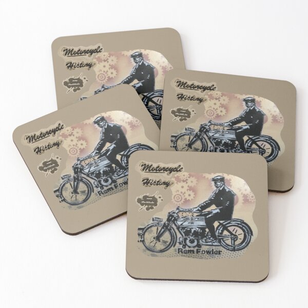 Item preview, Vintage portrait of motorcyclist Rem Fowler designed and sold by marysfarbklecks.