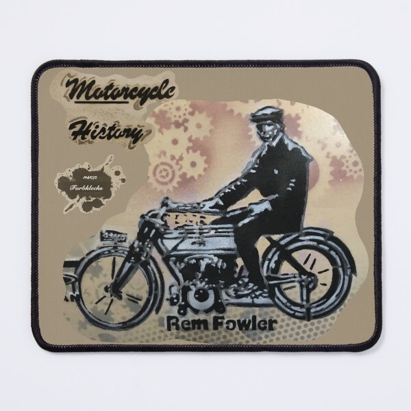 Item preview, Vintage portrait of motorcyclist Rem Fowler designed and sold by marysfarbklecks.