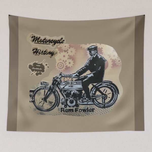 Item preview, Vintage portrait of motorcyclist Rem Fowler designed and sold by marysfarbklecks.