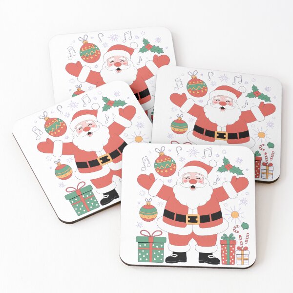 Artikelvorschau, Festliche Weihnachtsmann-Illustration mit Geschenken und Weihnachtsdekorationen entworfen und verkauft von Royalsticker.