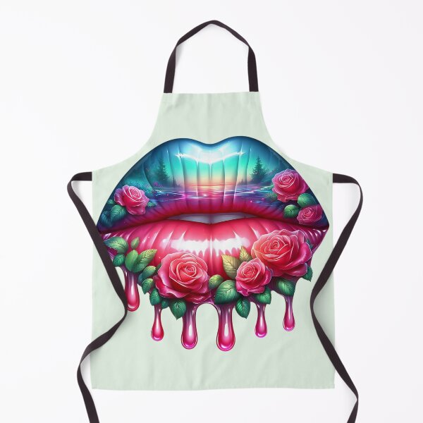 Item preview, Rose Sunset Lips – Glossy Dripping Lip Art with Roses and Nature Landscape designed and sold by Margival.