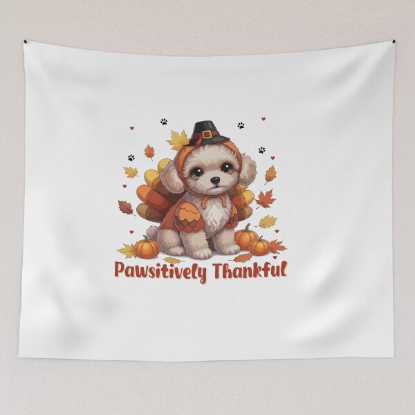 Item preview, Pawsitively Thankful Teacup Poodle Thanksgiving Cute Fall designed and sold by The Real Life Symphony.
