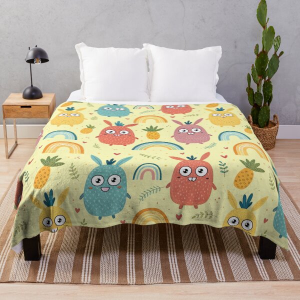 Item preview, Cheerful background, pastel colors, bunnies, pineapples, stars,  pastel background, endless background, pattern designed and sold by orthodox-icon.