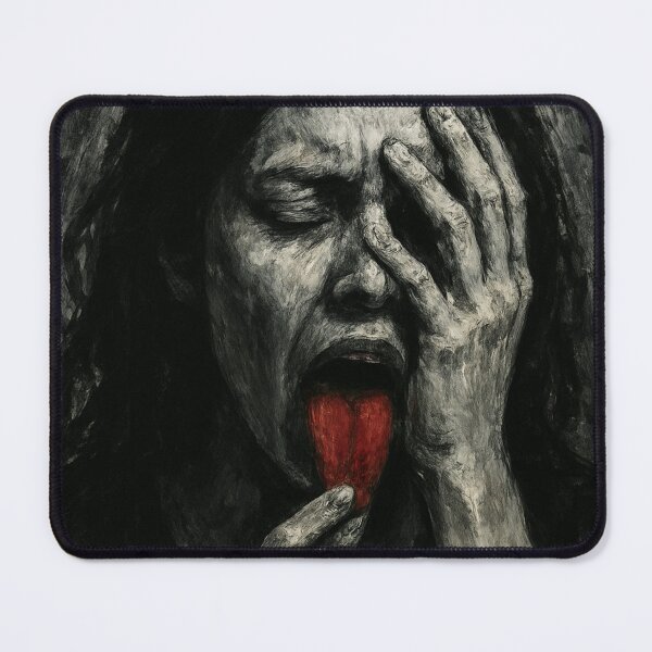 Item preview, Silent Scream – Surreal Female Portrait in Black, White & Red designed and sold by CreationbyNiki.