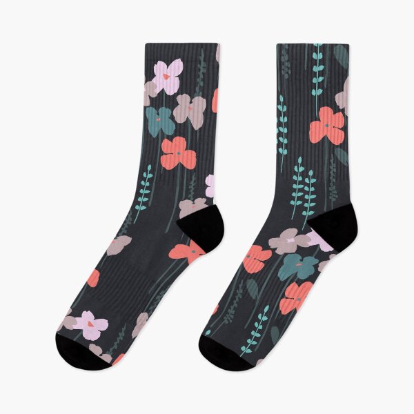 Item preview, Moonlit Petals — Coral & Lavender Floral Seamless Pattern on Dark designed and sold by NicolaZhukov.
