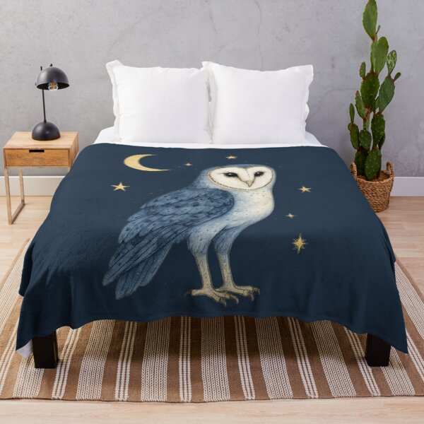 Item preview, Moonlit Owl – Watercolor Owl with Crescent Moon, Stars designed and sold by WikaKowalczyk.