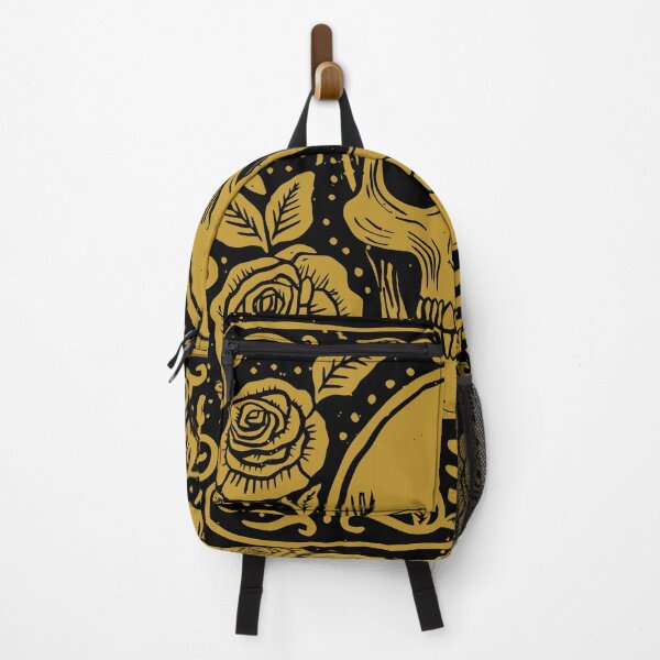 Item preview, Skull with Roses, Square in Gold Ink designed and sold by KShedenhelm.