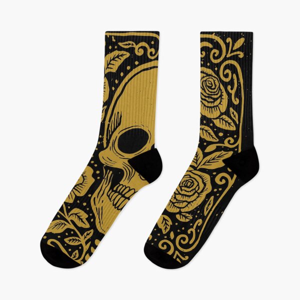 Item preview, Skull with Roses, Square in Gold Ink designed and sold by KShedenhelm.