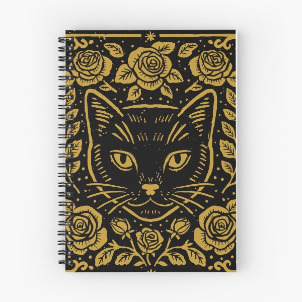 Item preview, Cat Face with Roses, Square in Gold Ink designed and sold by KShedenhelm.