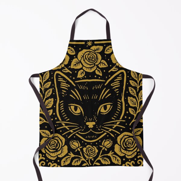 Item preview, Cat Face with Roses, Square in Gold Ink designed and sold by KShedenhelm.