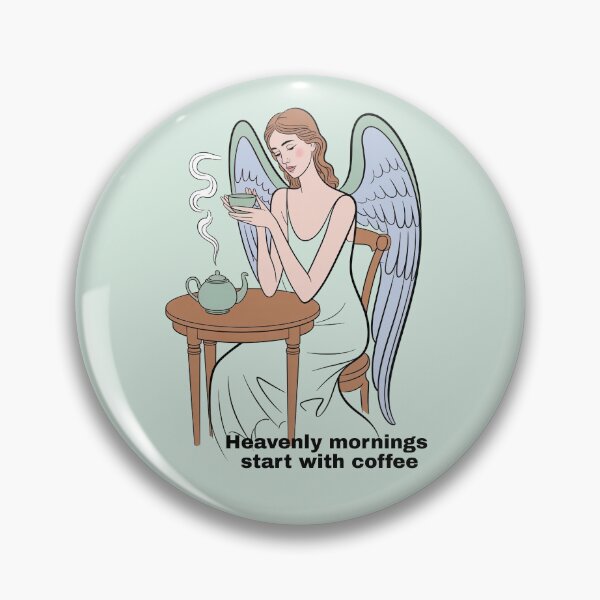 Item preview, Heavenly Mornings Start With Coffee – Angel Drinking Coffee designed and sold by WikaKowalczyk.