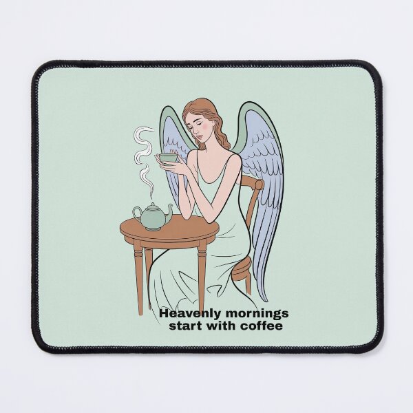Item preview, Heavenly Mornings Start With Coffee – Angel Drinking Coffee designed and sold by WikaKowalczyk.