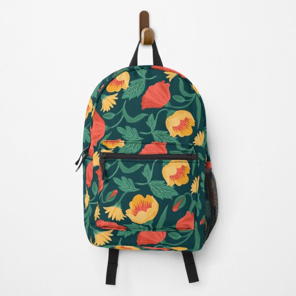 Item preview, Wild Grove — Red & Yellow Floral Seamless Pattern on Dark Green designed and sold by NicolaZhukov.