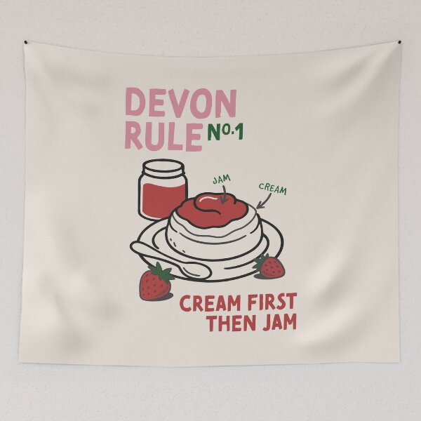 Item preview, Devon Rule No. 1 – Cream First Then Jam – Cream Tea Illustration designed and sold by HotFluff.
