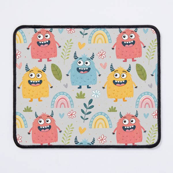 Item preview, Cheerful background, pastel colors, devils, rainbow, leaves, flowers, labubu, children's drawing, pastel background, endless background, pattern designed and sold by orthodox-icon.