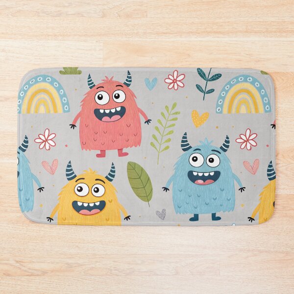 Item preview, Cheerful background, pastel colors, devils, rainbow, leaves, flowers, labubu, children's drawing,  pastel background, endless background, pattern designed and sold by orthodox-icon.