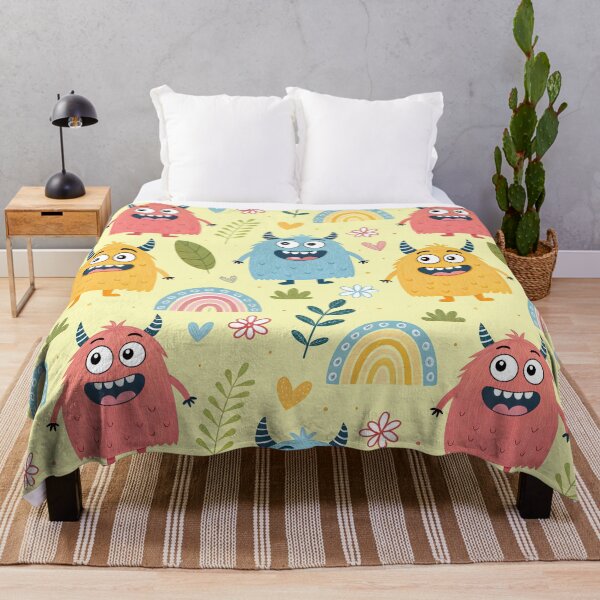 Item preview, Cheerful background, pastel colors, devils, rainbow, leaves, flowers, labubu, children's drawing, pastel background, endless background, pattern designed and sold by orthodox-icon.