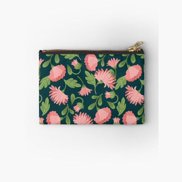 Item preview, Chrysanthemum Glow — Pink Floral Seamless Pattern on Dark Green designed and sold by NicolaZhukov.