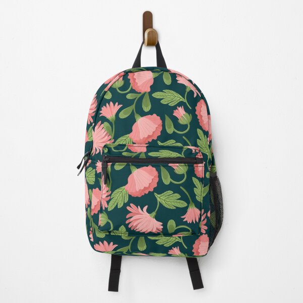 Item preview, Chrysanthemum Glow — Pink Floral Seamless Pattern on Dark Green designed and sold by NicolaZhukov.