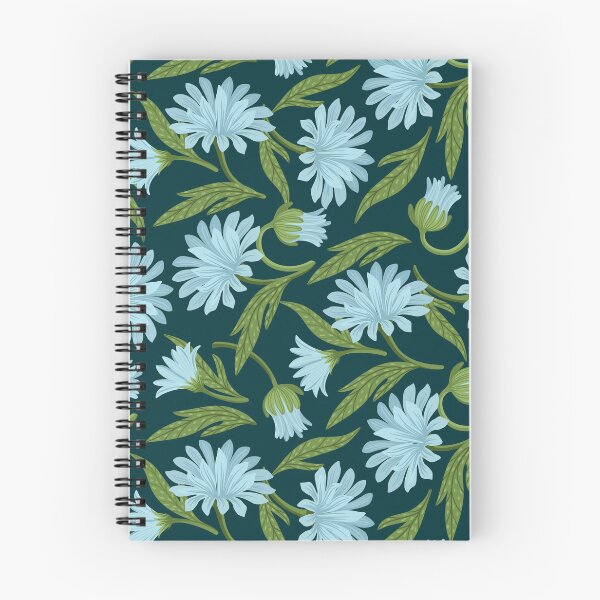 Item preview, Sky Bloom — Light Blue Floral Seamless Pattern on Dark Green designed and sold by NicolaZhukov.