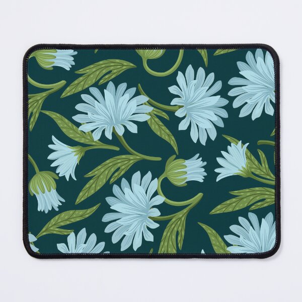 Item preview, Sky Bloom — Light Blue Floral Seamless Pattern on Dark Green designed and sold by NicolaZhukov.