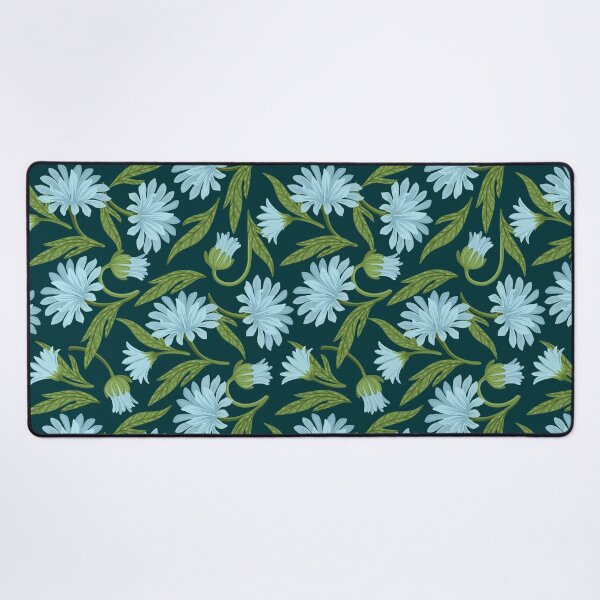 Item preview, Sky Bloom — Light Blue Floral Seamless Pattern on Dark Green designed and sold by NicolaZhukov.
