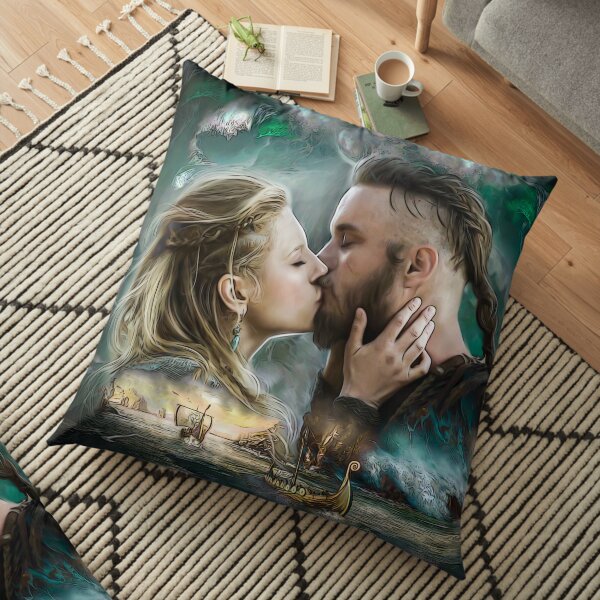 Vikingos Lagertha y Ragnar Lothbrok Cojines de suelo