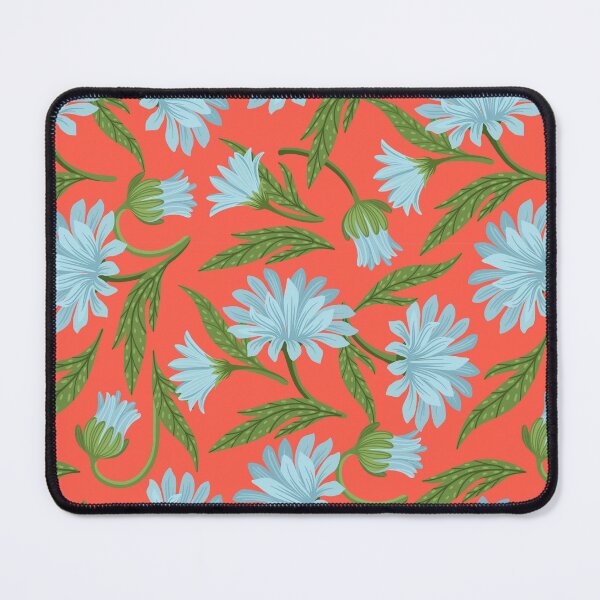 Item preview, Sunset Daisies — Light Blue Floral Seamless Pattern on Red-Orange designed and sold by NicolaZhukov.