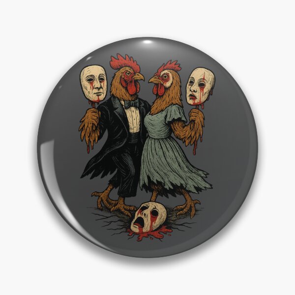 Item preview, Cryptid Cotillion – Horror Masquerade Chickens with Bloody Human Masks designed and sold by Altered Array, LLC.