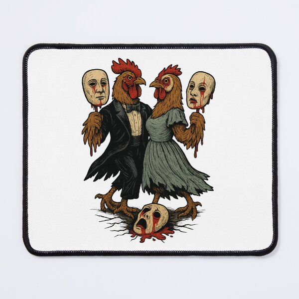Item preview, Cryptid Cotillion – Horror Masquerade Chickens with Bloody Human Masks designed and sold by Altered Array, LLC.