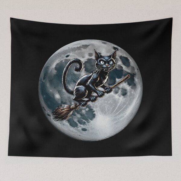 Item preview, Scary witch cat in the full moon. designed and sold by ReneMM.