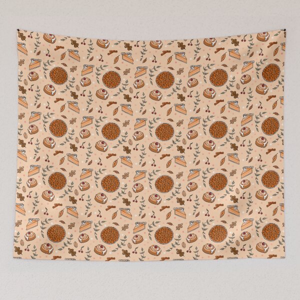 Item preview, Hand Drawn Pattern Fall Autumn Cakes and Puddings designed and sold by emmacrayon.