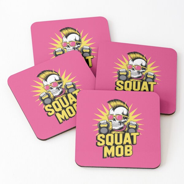 Item preview, Squat Mob – Punk Skull Kettlebell Gym Cartoon designed and sold by Enea Kelo.